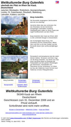 Vorschau der mobilen Webseite www.rhinecastles.com, Schloßhotel Burg Gutenfels