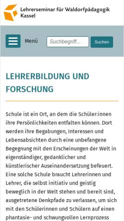 Vorschau der mobilen Webseite www.lehrerseminar-forschung.de, Lehrerseminar für Waldorfpädagogik Kassel