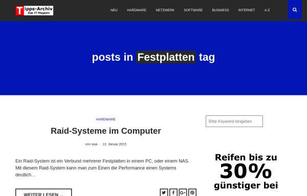 Vorschau von www.tipps-archiv.de, Festplatten Tipps-Archiv