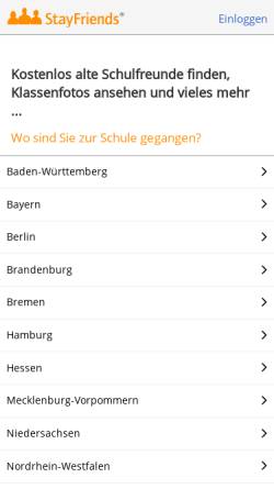 Vorschau der mobilen Webseite www.stayfriends.de, StayFriends Deutschland