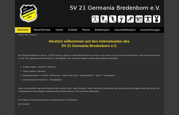 Vorschau von www.germania-bredenborn.de, SV 21 Germania Bredenborn e.V.
