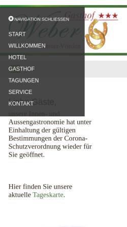 Vorschau der mobilen Webseite www.gasthof-weber.de, Hotel Gasthof Weber