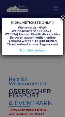 Vorschau der mobilen Webseite www.eisstadion.de, Eissportzentrum Grefrath
