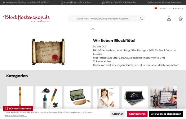 Vorschau von blockfloetenshop.de, Blockflötenshop, Silke Kunath
