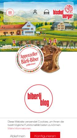 Vorschau der mobilen Webseite www.baerli-biber.ch, Bischofberger AG - Biber- und Nuss Spezialitäten