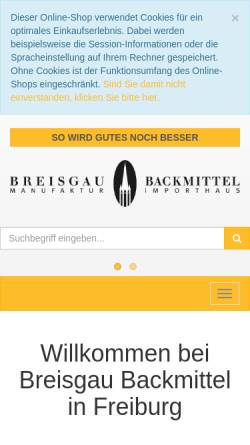 Vorschau der mobilen Webseite www.breisgau-backmittel.de, Breisgau Backmittel GmbH