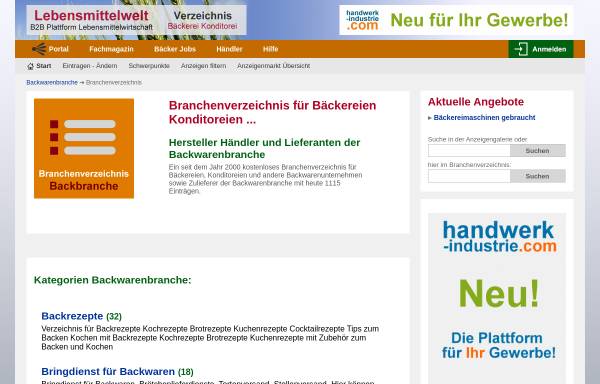 Vorschau von www.baeckereiverzeichnis.de, Christensens Bäckerei-Verzeichnis