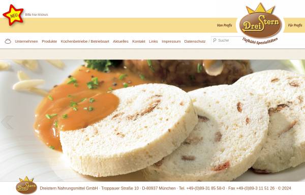 Vorschau von dreistern-food.de, Dreistern GmbH