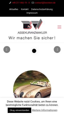 Vorschau der mobilen Webseite www.b-und-w-online.de, B und W Assekuranzmakler GmbH