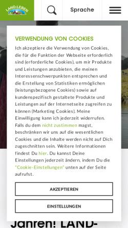 Vorschau der mobilen Webseite www.land-leben.com, Land - Leben Nahrungsmittel GmbH