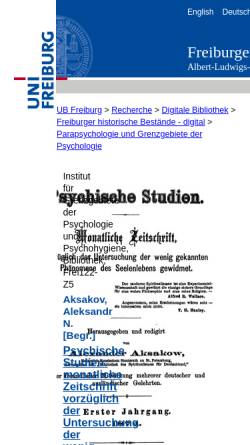 Vorschau der mobilen Webseite dl.ub.uni-freiburg.de, Zeitschrift: Psychische Studien (1874 - 1925)