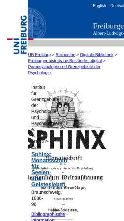Vorschau der mobilen Webseite dl.ub.uni-freiburg.de, Zeitschrift Sphinx (1886-1896)
