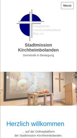 Vorschau der mobilen Webseite www.stadtmission-kirchheimbolanden.de, Stadtmission Kirchheimbolanden - Eisenberg