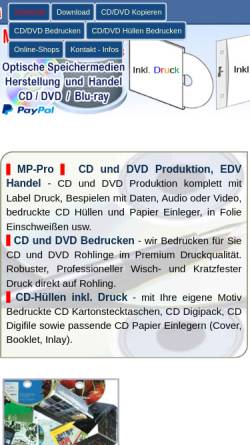 Vorschau der mobilen Webseite www.mp-m.de, MP-Multimedia CD Duplikation