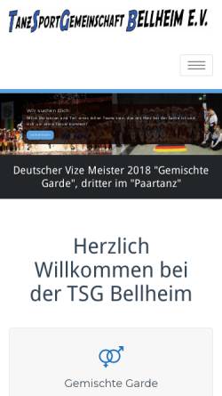 Vorschau der mobilen Webseite www.tsg-bellheim.de, Tanzsportgemeinschaft Bellheim