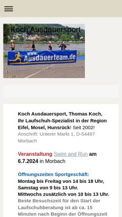 Vorschau der mobilen Webseite www.ausdauerteam.de, Koch Ausdauersport