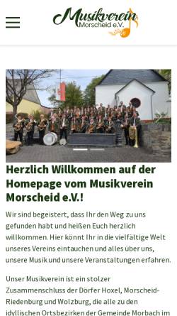 Vorschau der mobilen Webseite www.musikverein-morscheid.de, Musikverein Morscheid e.V. -