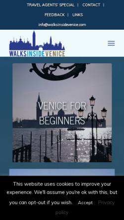 Vorschau der mobilen Webseite www.walksinsidevenice.com, Walks Inside Venice