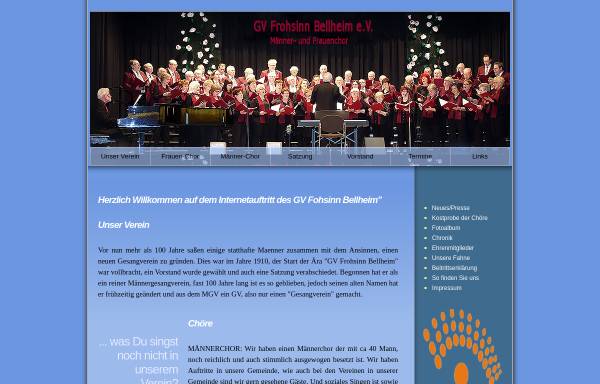 Vorschau von www.frohsinn-bellheim.de, Gesangverein 