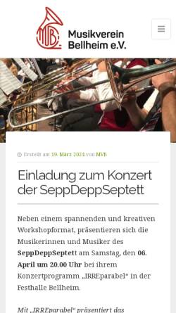 Vorschau der mobilen Webseite www.mv-bellheim.de, Musikverein Bellheim e.V.