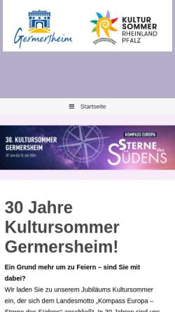 Vorschau der mobilen Webseite www.kultursommer-ger.de, Kultursommer Germersheim