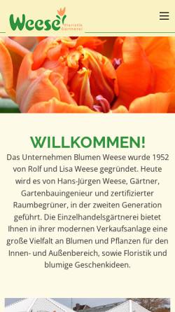 Vorschau der mobilen Webseite blumen-weese.de, Blumen Weese