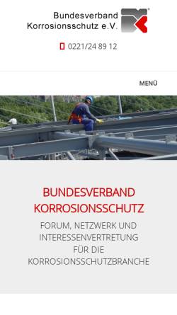 Vorschau der mobilen Webseite www.bundesverband-korrosionsschutz.de, Bundesverband Korrosionsschutz e.V.