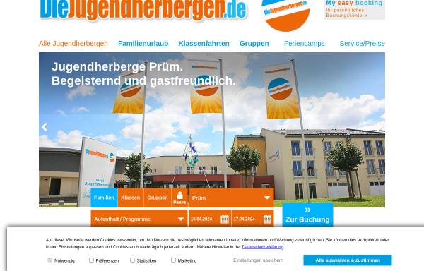 Vorschau von www.diejugendherbergen.de, Jugendherberge Prüm