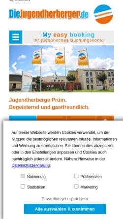 Vorschau der mobilen Webseite www.diejugendherbergen.de, Jugendherberge Prüm