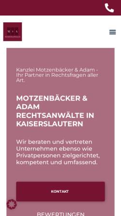 Vorschau der mobilen Webseite motzenbaecker-adam.de, Motzenbäcker & Adam - Rechtsanwälte in Kaiserslautern