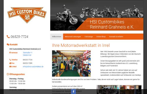 Vorschau von www.hsi-custombikes.de, Harley Shop Irrel