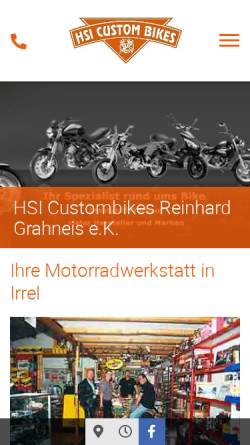 Vorschau der mobilen Webseite www.hsi-custombikes.de, Harley Shop Irrel
