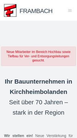 Vorschau der mobilen Webseite www.frambach-gmbh.de, Frambach GmbH