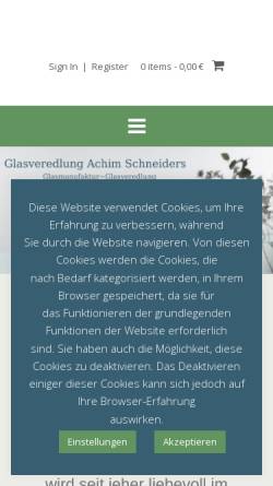 Vorschau der mobilen Webseite www.glasschneiders.com, Glasveredlung Achim Schneiders