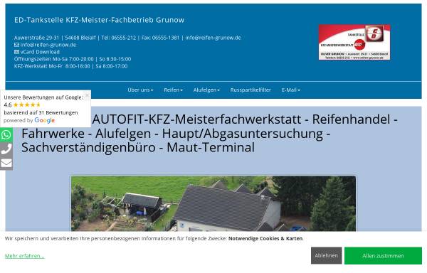 Vorschau von www.reifen-grunow.de, ED-Tankstelle - KFZ-Meister-Fachbetrieb - Grunow