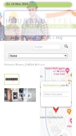 Vorschau der mobilen Webseite www.hausbau-eifel.de, Ofenhaus Runkel