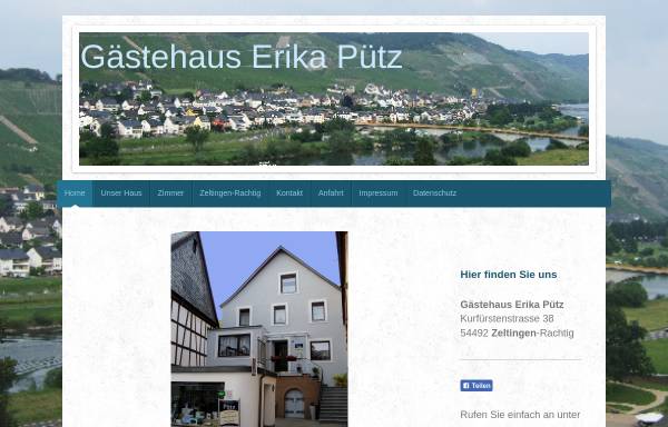 Vorschau von www.gaestehaus-puetz-zeltingen.de, Gästehaus Erika Pütz