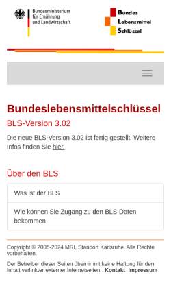 Vorschau der mobilen Webseite www.bls-db.de, Bundeslebensmittelschlüssel