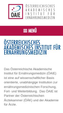 Vorschau der mobilen Webseite www.oeaie.org, Österreichisches Akademisches Institut für Ernährungsmedizin