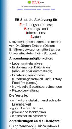 Vorschau der mobilen Webseite www.nutrisurvey.de, Software fuer Ernährungsberatung und Wissenschaft EBISpro