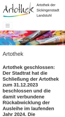 Vorschau der mobilen Webseite www.artothek.landstuhl.de, Artothek der Sickingenstadt Landstuhl