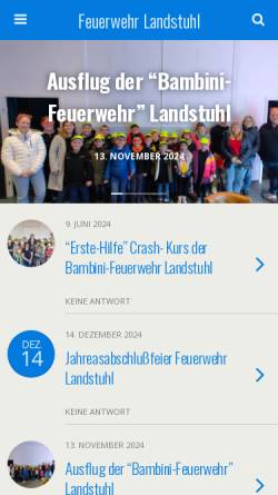 Vorschau der mobilen Webseite www.feuerwehr-landstuhl.de, Freiwillige Feuerwehr Landstuhl