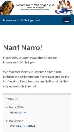 Vorschau der mobilen Webseite www.narrenzunft-moehringen.de, Narrenzunft Möhringen e.V.