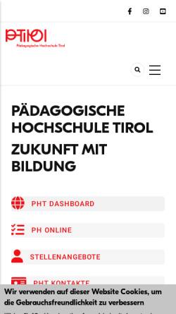 Vorschau der mobilen Webseite www.ph-tirol.ac.at, Pädagogische Hochschule Tirol