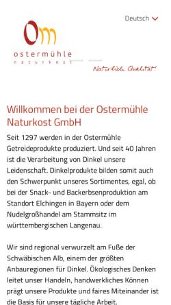 Vorschau der mobilen Webseite www.ostermuehle.de, Ostermühle Naturkost GmbH