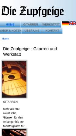 Vorschau der mobilen Webseite www.zupfgeige.com, Die Zupfgeige