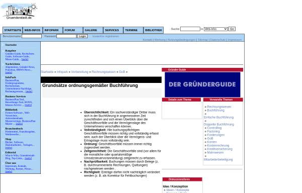 Vorschau von www.gruenderstadt.de, Grundsätze ordnungsgemäßer Buchführung (GOB)