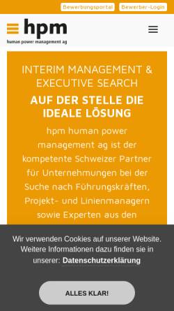 Vorschau der mobilen Webseite hpmag.ch, Human Power Management AG