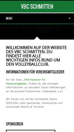 Vorschau der mobilen Webseite www.vbc-schmitten.ch, Volleyball Club Schmitten