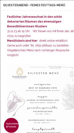 Vorschau der mobilen Webseite www.hotel-klosterschenke.de, Restaurant Zur Klosterschenke